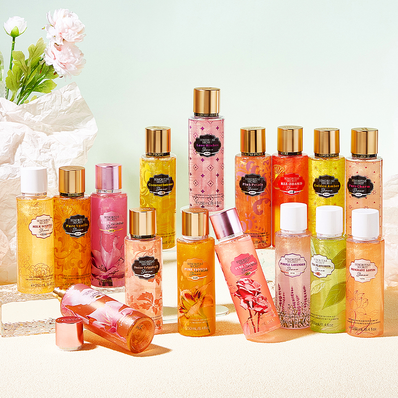 اسپری بدن 250 میلی لیتری معطر گلیتر شیمر اسپری گلدار Fine Mist Body Splash Mist برای زنان