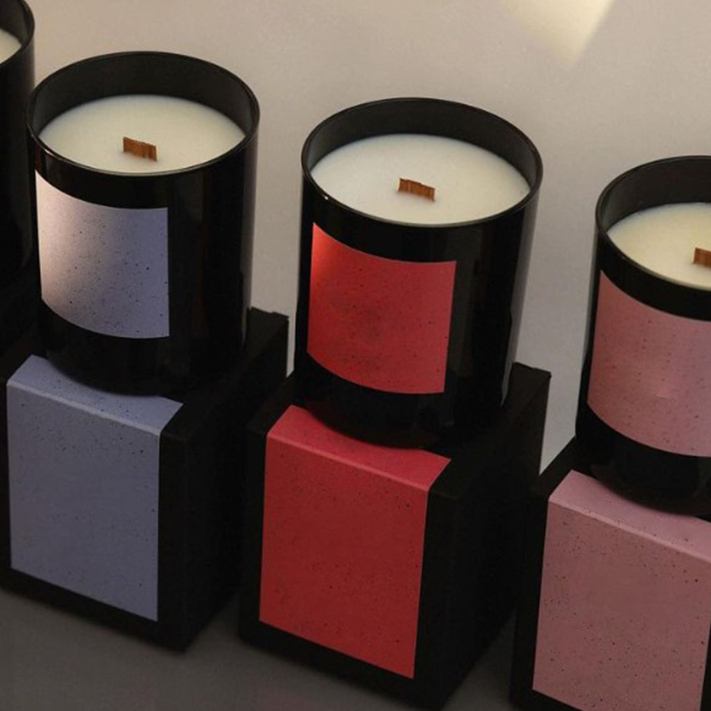 220 گرم فنجان ته ضخیم سازگار با محیط زیست هسته چوبی بدون دود جعبه هدیه گیاهی روغن ضروری شمع معطر موم سویا